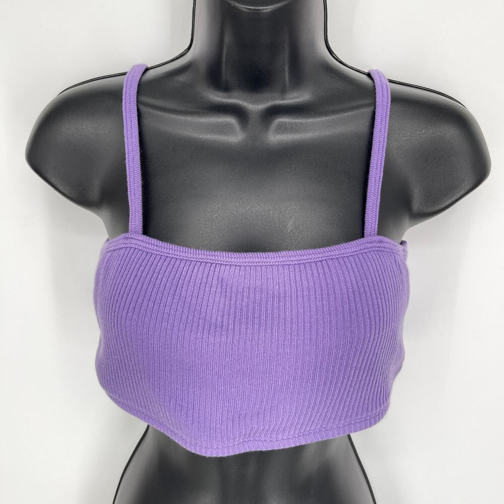 DONNI. Butter Bandeau Top NWT Sz XL Purple Rib Knit Spaghetti Straps Soft